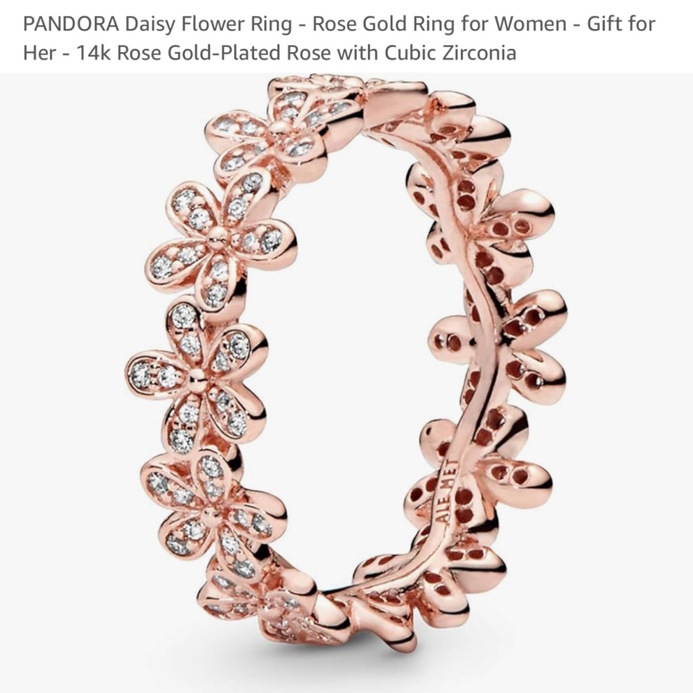 Pandora 14k rose gold flower ring- size 7.5(56)